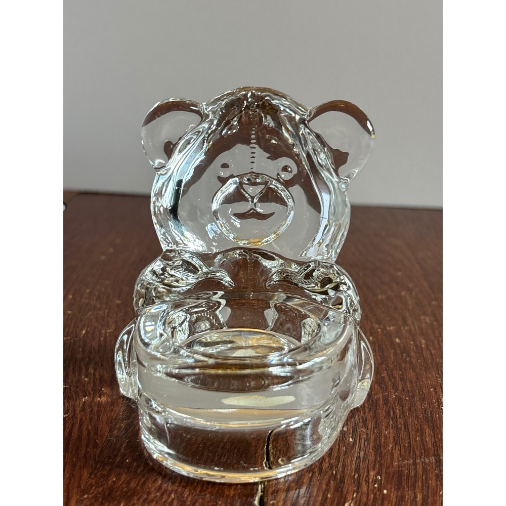 PartyLite Clear Glass Teddy Bear Tea Light Votive Candle Holder Vintage P0425 - Picture 5 of 7